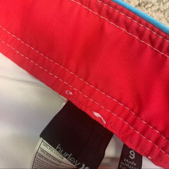 Hurley white multicoloured logo print board shorts swim beach summer Sz 9 - Picture 5 of 11